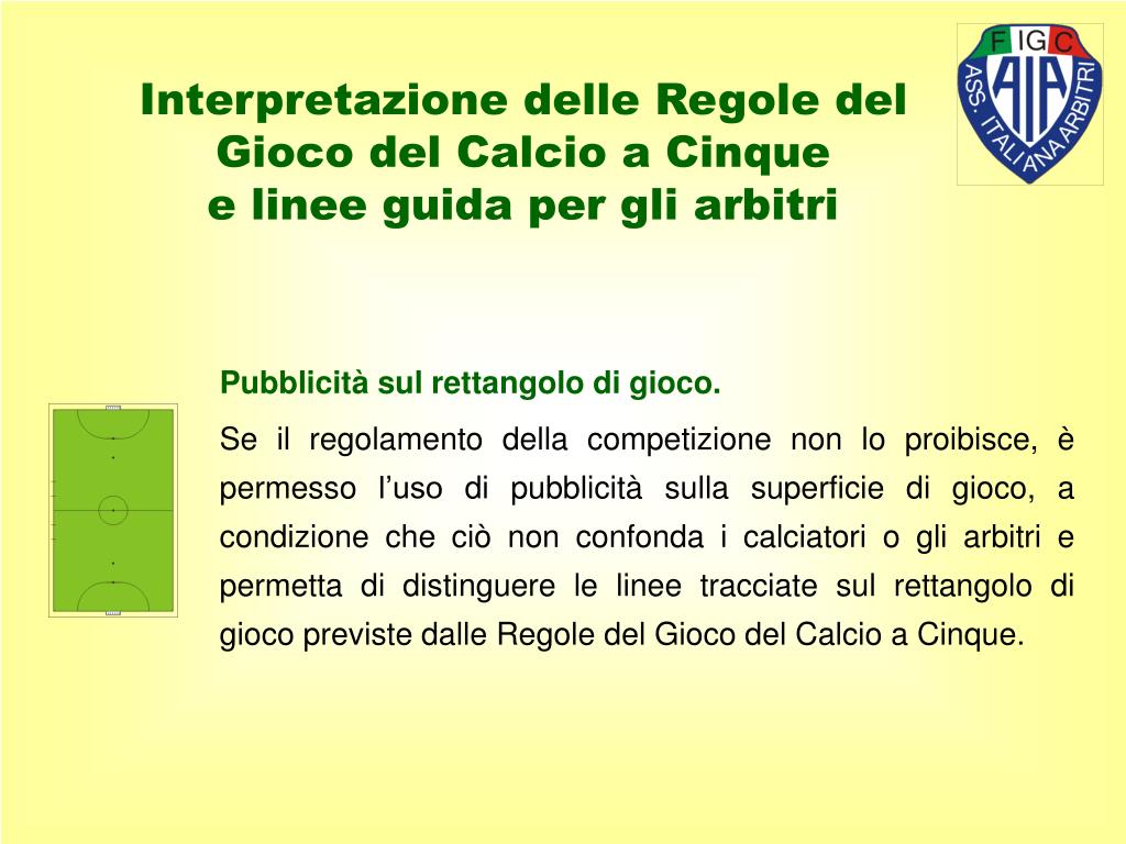 PPT - Novità Regolamentari 2010 -2012 Settore Tecnico Arbitrale Calcio a 5  PowerPoint Presentation - ID:4102825