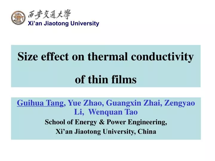 size effect on thermal conductivity of thin films n.