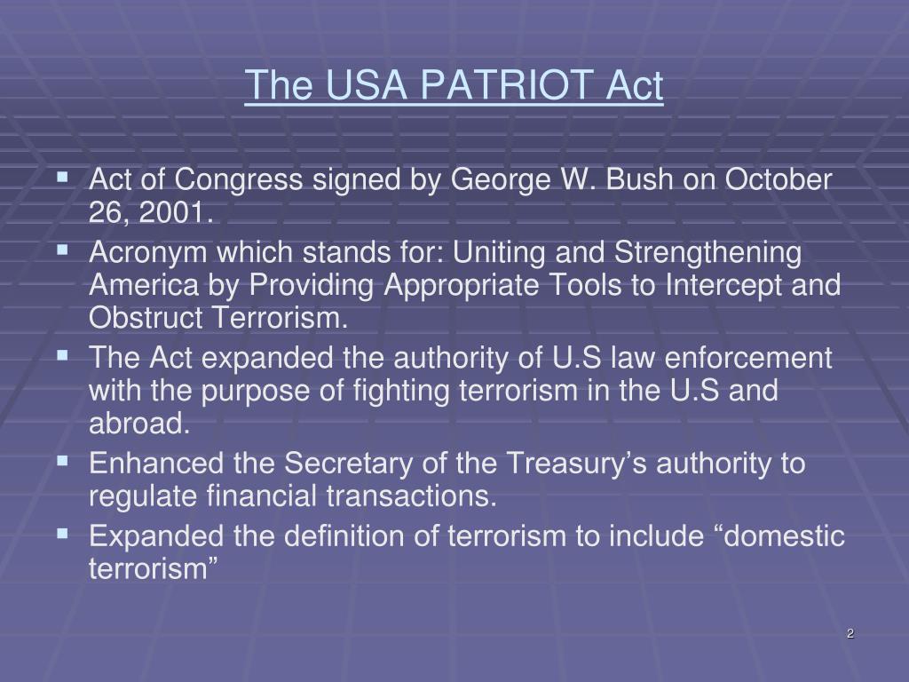 PPT - USA PATRIOT Act PowerPoint Presentation, free download - ID:4105647