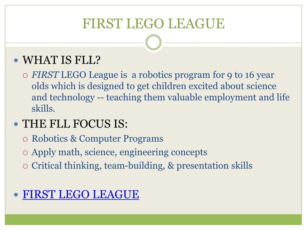 PPT FIRST LEGO LEAGUE PowerPoint Presentation free download