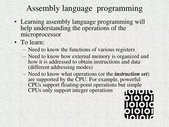 PPT - Assembly language programming PowerPoint Presentation, free ...