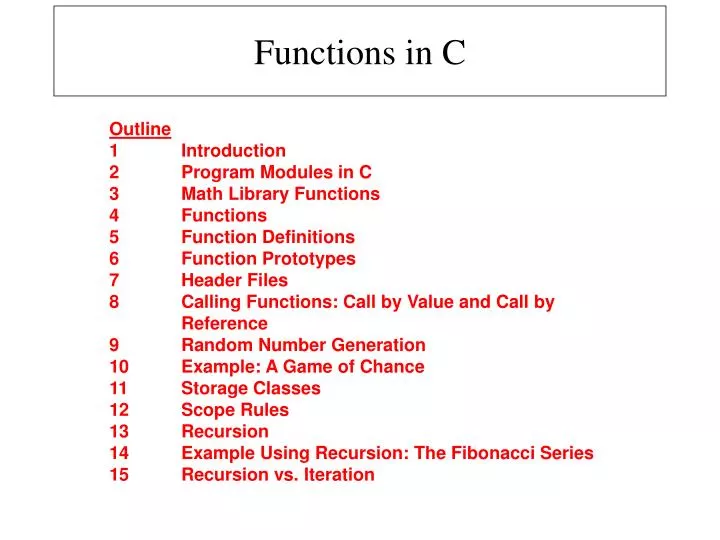 PPT - Functions in C PowerPoint Presentation, free download - ID:4109884