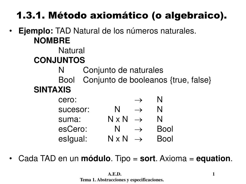 PPT - Ejemplo: TAD Natural de los números naturales. NOMBRE Natural  CONJUNTOS PowerPoint Presentation - ID:4109911