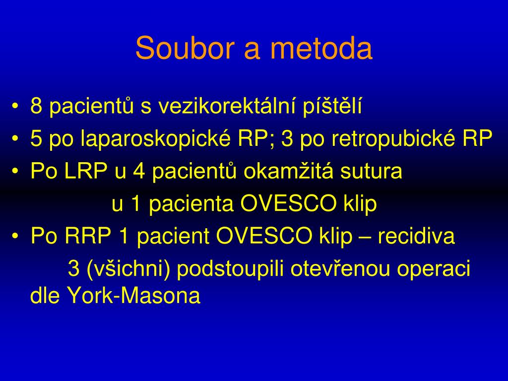 PPT - York Mason operace při recidivující rekto-vezikální píštěli po  radikální prostatektomii PowerPoint Presentation - ID:4111804