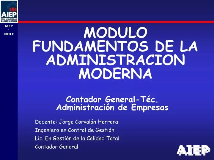 PPT - MODULO FUNDAMENTOS DE LA ADMINISTRACION MODERNA PowerPoint