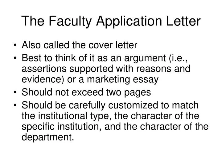 ppt the faculty application letter powerpoint presentation cover letter presentation