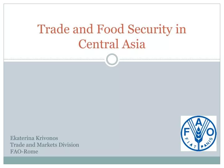 trade and food security in central asia n.