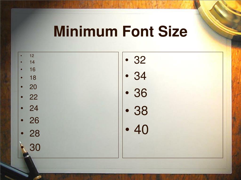 slide presentation font size