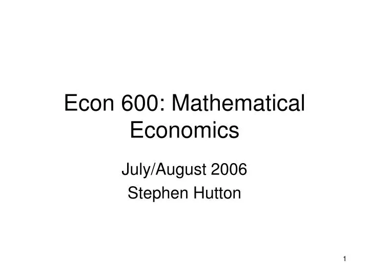econ 600 mathematical economics n.