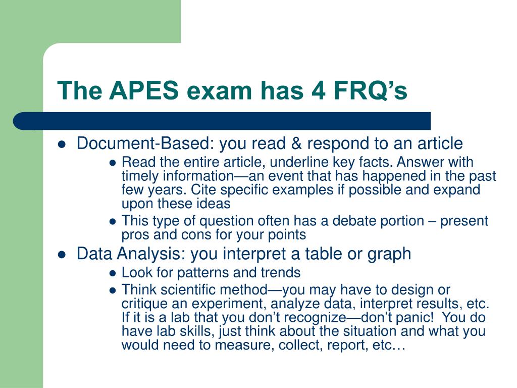 PPT to the APES FRQ! PowerPoint Presentation, free download