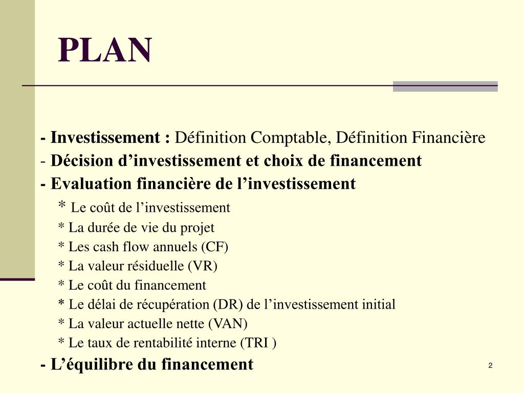 PPT - Décisions D’Investissements Et Choix De Financement PowerPoint Presentation - ID:4121563