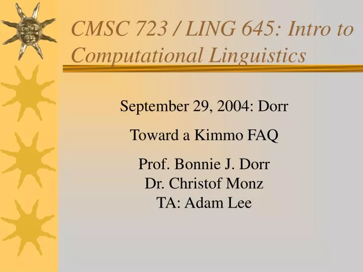 cmsc 723 ling 645 intro to computational linguistics n.