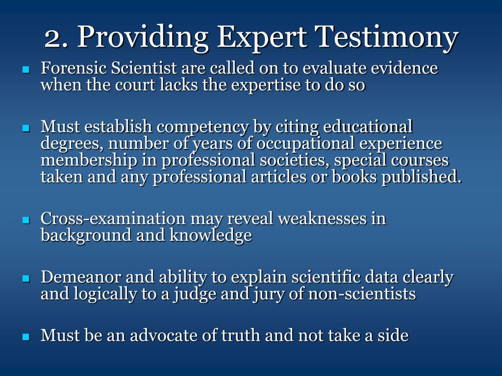 presentation of expert evidence
