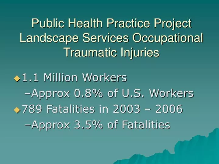 PPT - Public Health Practice Project Landscape Services Occupational ...