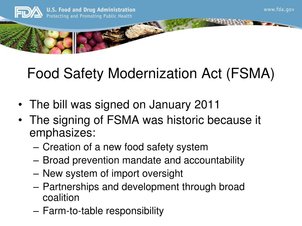 PPT Food Safety Modernization Act PowerPoint Presentation, free
