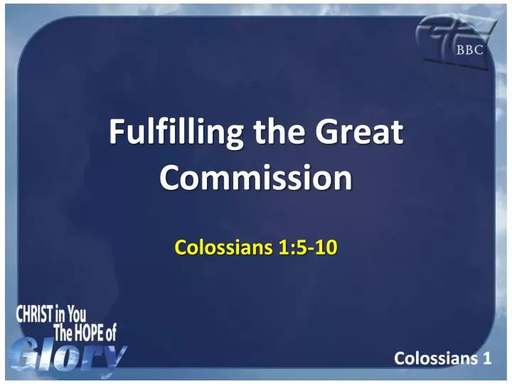 called to fulfill the great commission essay Join onfaith to explain 10 things i wish everyone knew about the great commission it’s never called the great commission in the bible. called to fulfill the great commission essay Join onfaith to explain 10 things i wish everyone knew about the great commission it’s never called the great commission in the bible.