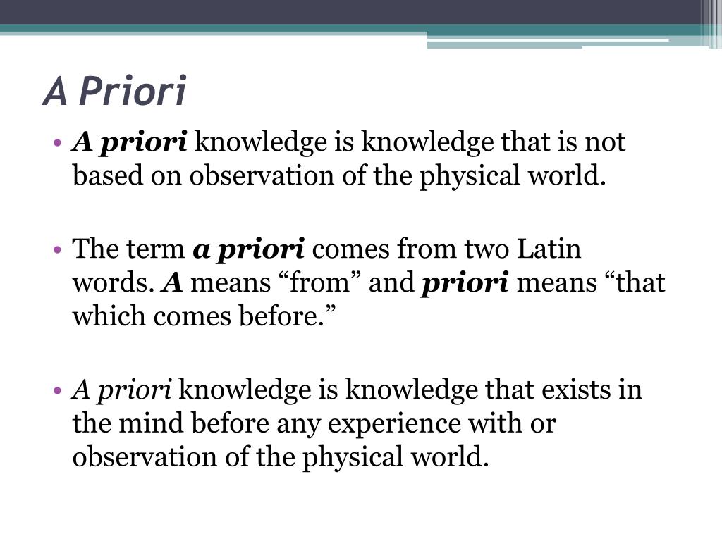 a priori meaning in research