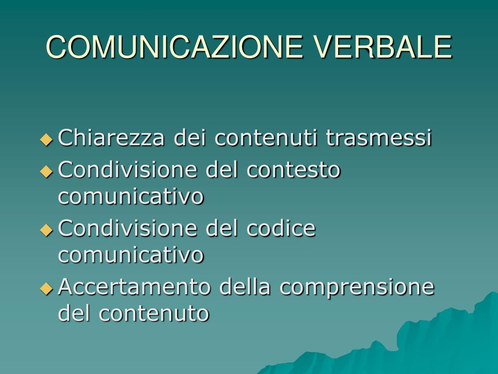 La Comunicazione Verbale Fa Riferimento A Segnali Comunicativi Relativi A PPT - COMUNICAZIONE VERBALE PowerPoint Presentation, free download - ID