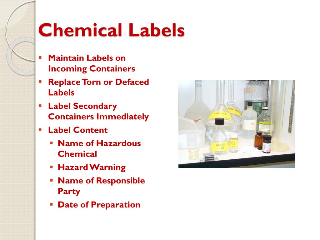 Chemical labels should contain