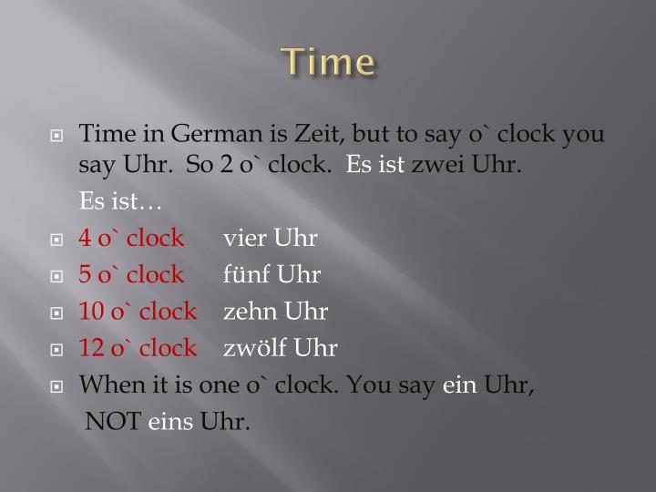 PPT Telling Time in German PowerPoint Presentation ID4130214