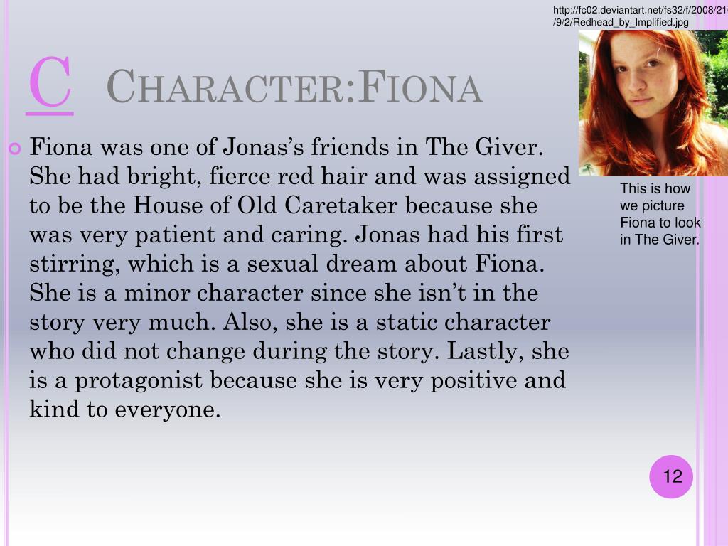 what is fiona's assignment in the giver