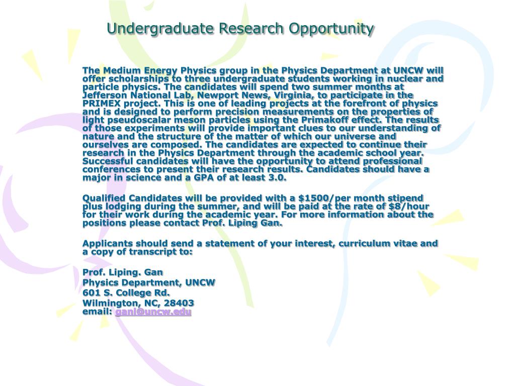 undergraduate research opportunity reddit