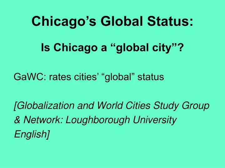 chicago s global status n.