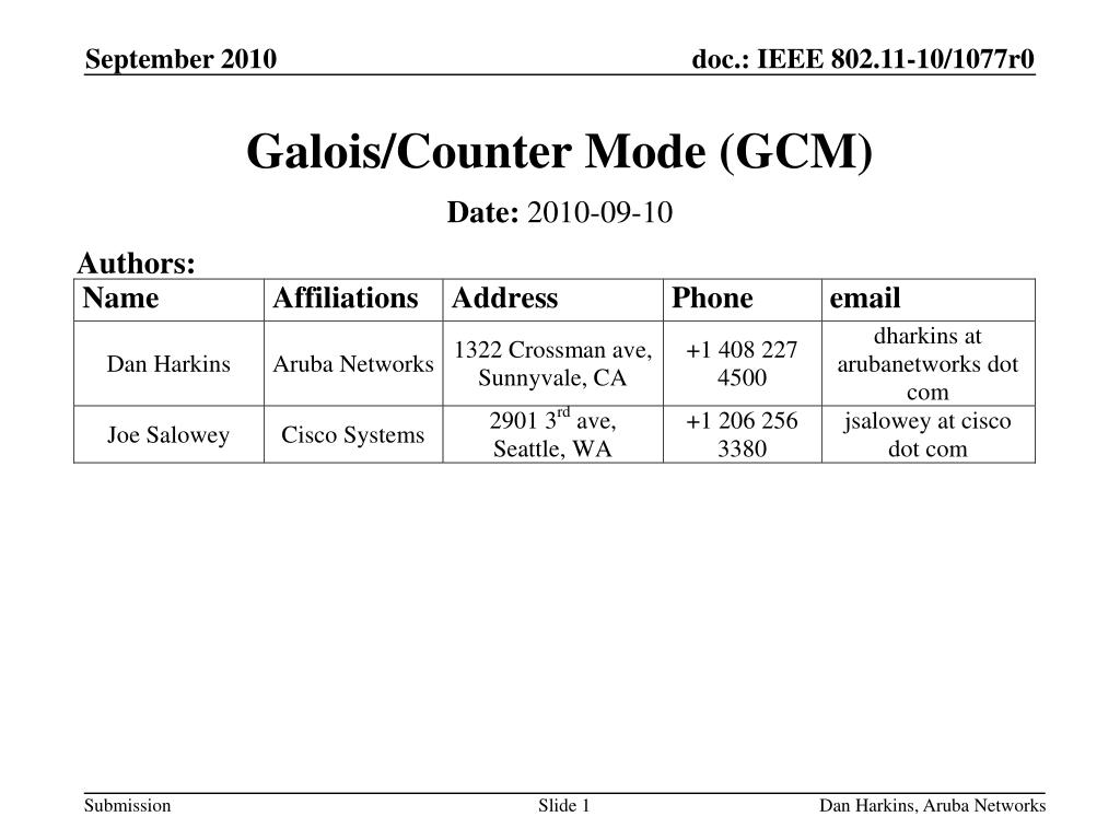 PPT - Galois/Counter Mode (GCM) PowerPoint Presentation, free download -  ID:4138641