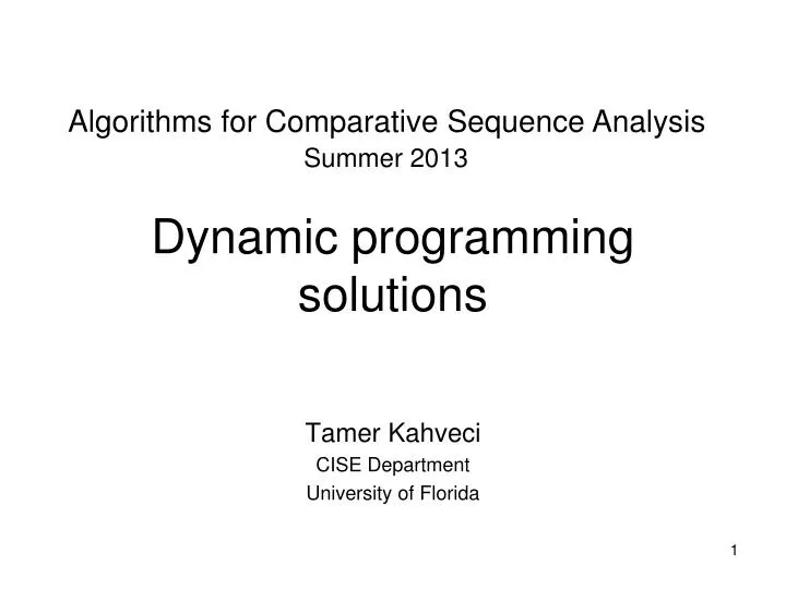 PPT - Dynamic programming solutions PowerPoint Presentation, free ...