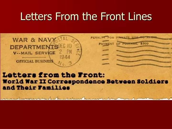 letters from the front lines n.