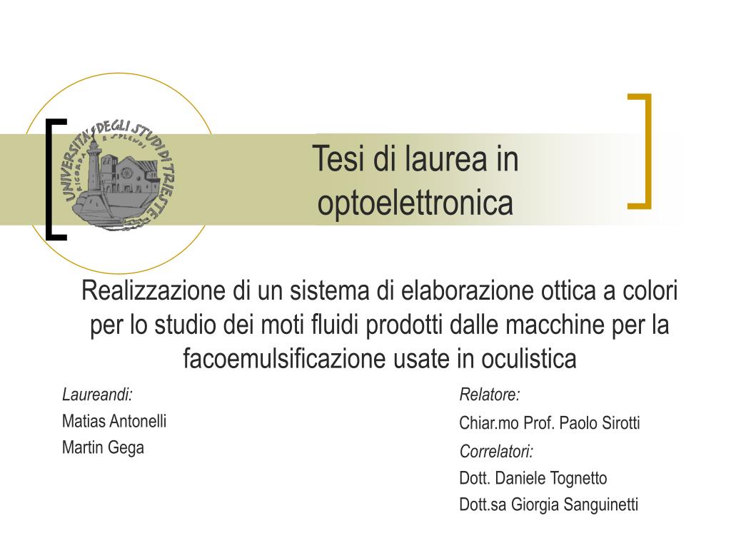 PPT Tesi Di Laurea In Optoelettronica PowerPoint Presentation Free 