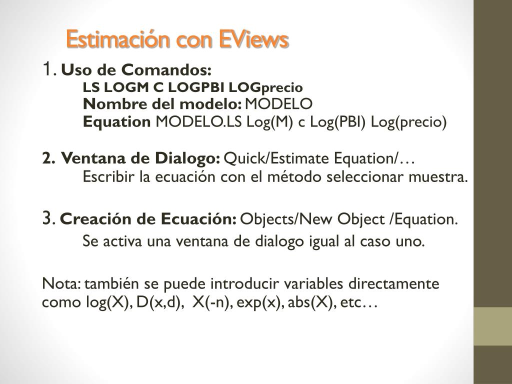 PPT - Estimación con EViews PowerPoint Presentation, free download -  ID:4142518