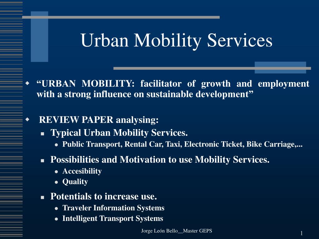 PPT Urban Mobility Services PowerPoint Presentation, free download