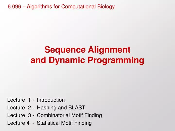 sequence alignment and dynamic programming n.