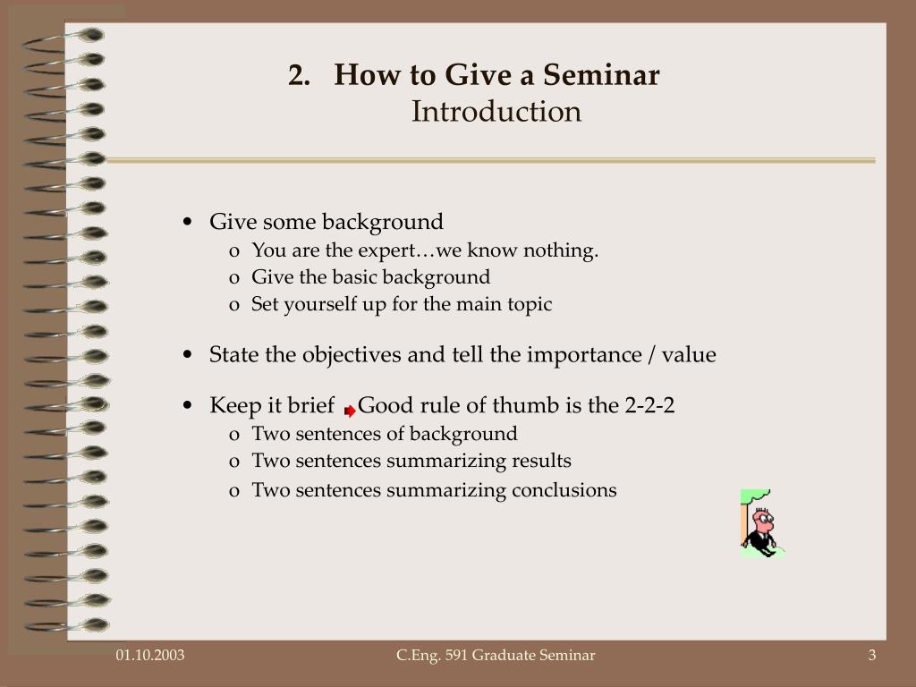introduction of a seminar presentation