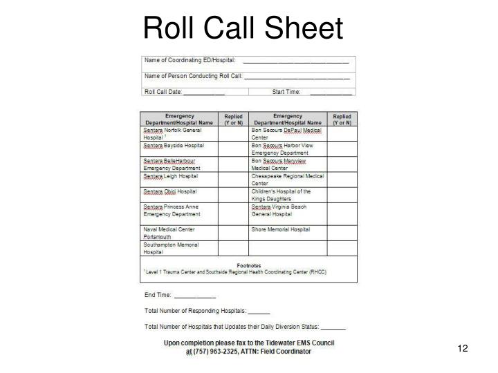 ppt emergency department hear roll call powerpoint presentation roll call sheet