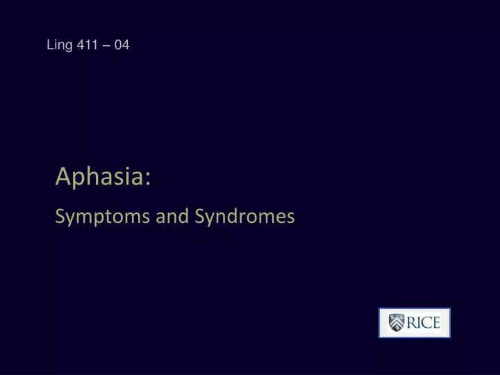 Aphasia Symptoms Chart