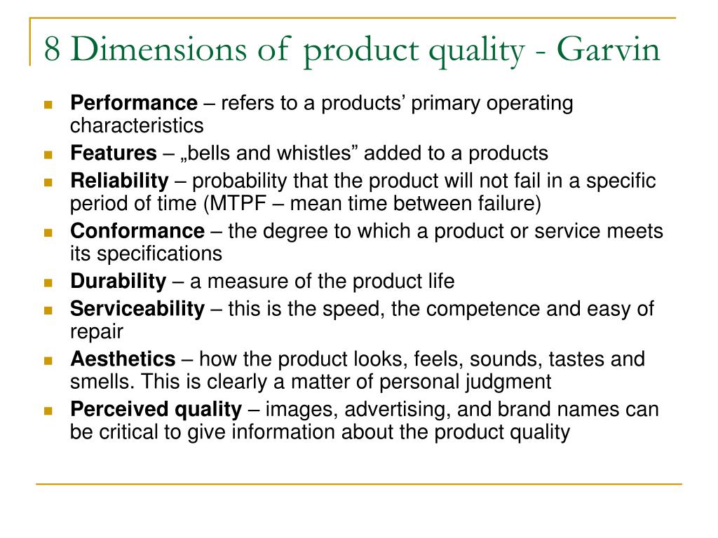 What Are The Dimensions Of Product Quality