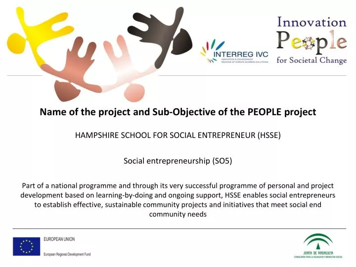name of the project and sub objective of the people project n.