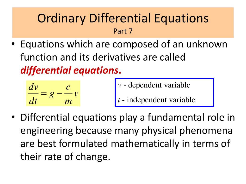 Ppt Part 7 Ordinary Differential Equations Odes Powerpoint Presentation Id4157292 0132