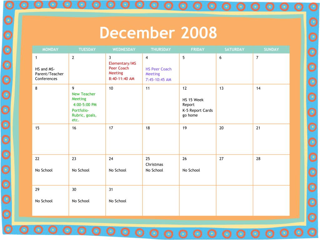 PPT 2008 2009 School Year Calendar PowerPoint Presentation Free