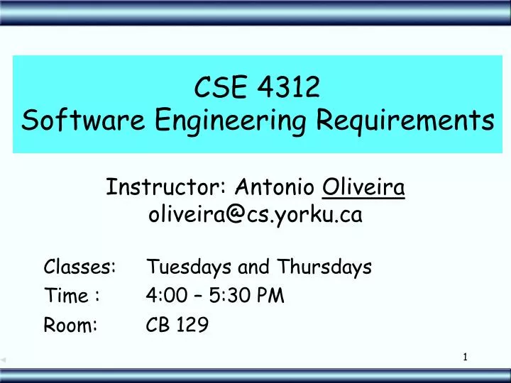 PPT CSE 4312 Software Engineering Requirements PowerPoint 