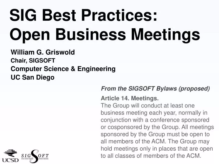 sig best practices open business meetings n.