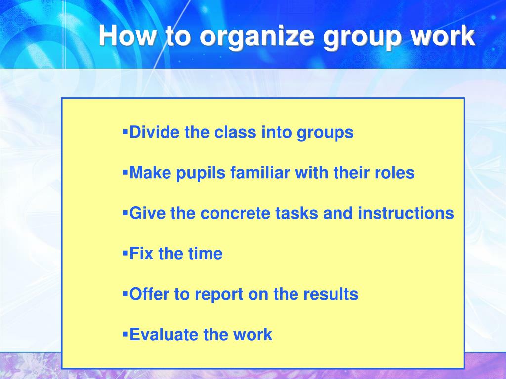 how to organize a group work