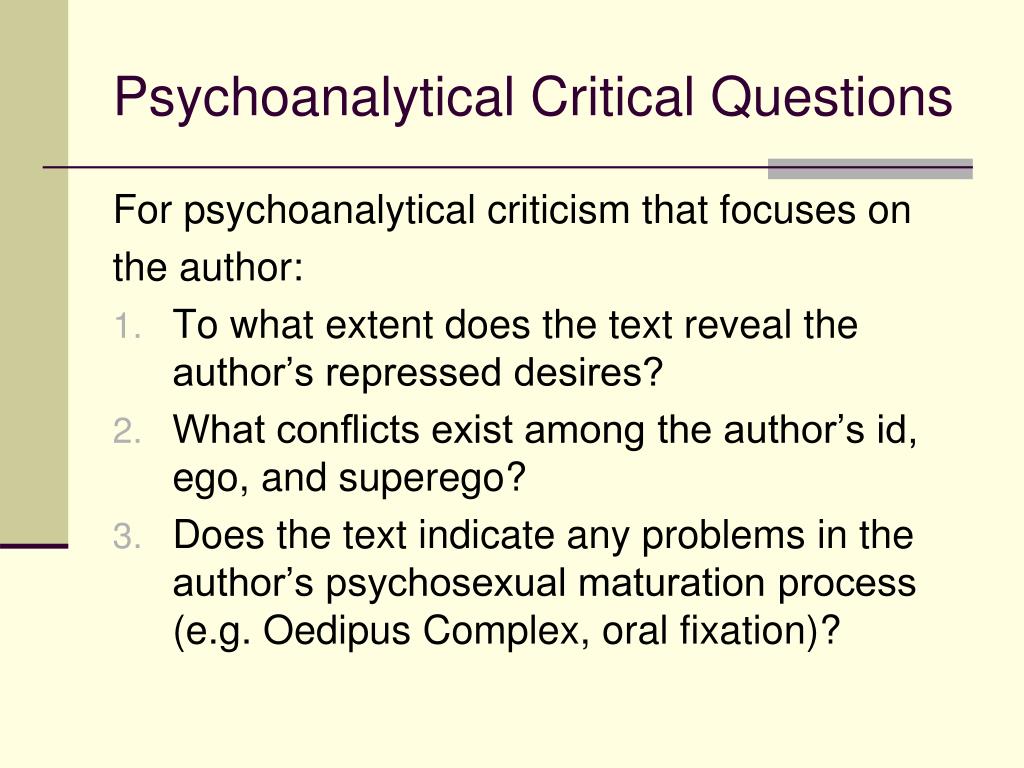 psychoanalytic criticism essay questions