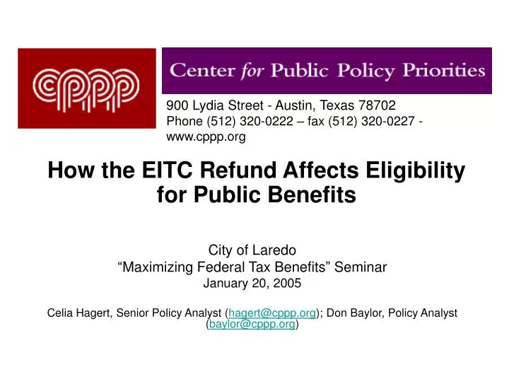 PPT How the EITC Refund Affects Eligibility for Public Benefits
