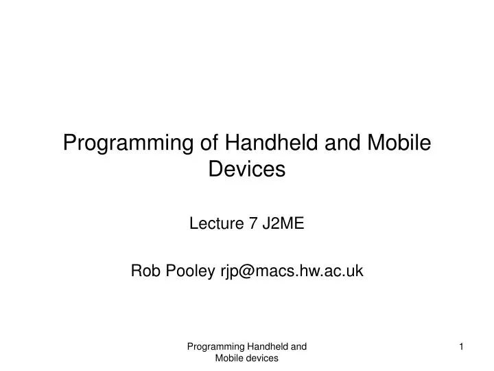 programming of handheld and mobile devices n.