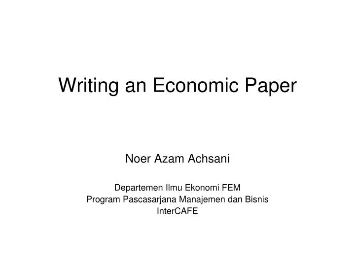 economic paper 2