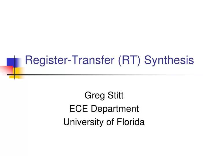 register transfer rt synthesis n.