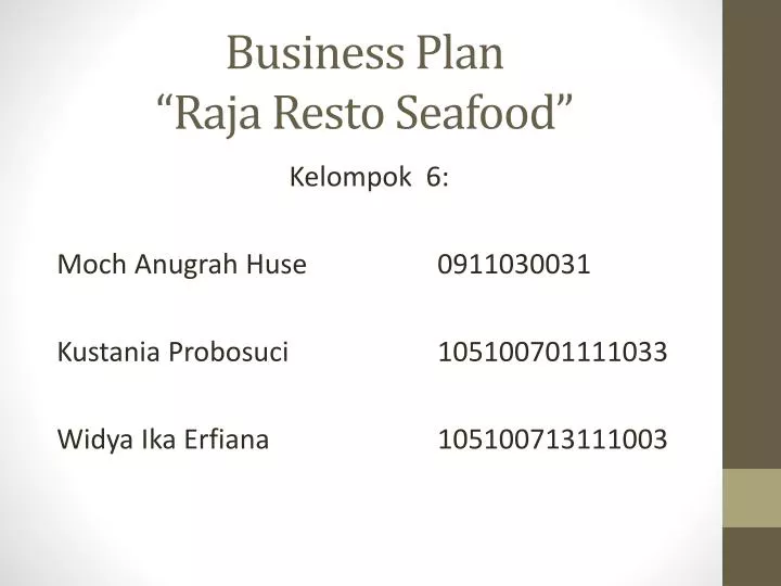 business plan sample for seafood restaurant
